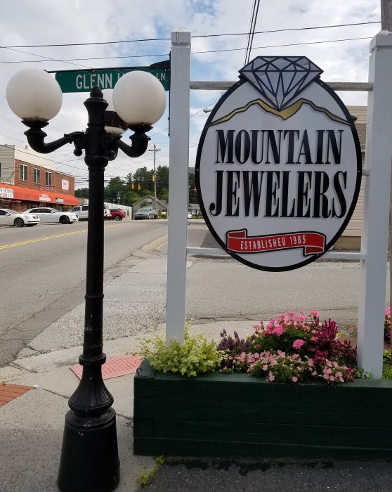 Mountain Jewelers in Newland, North Carolina View of Sign in Front